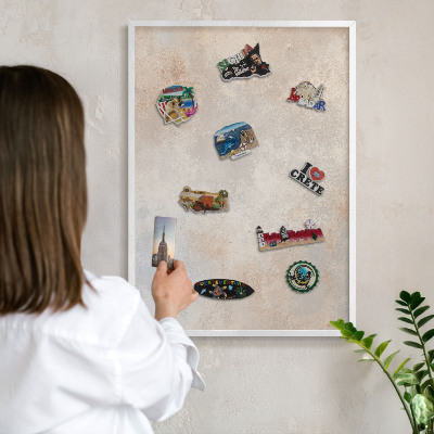 Decorative magnet board with a white frame Neutral background