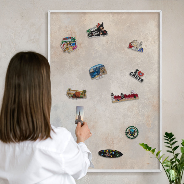 Decorative magnet board with a white frame Neutral background