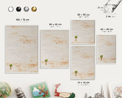 Magnetic board for travel magnets in a white frame Rusty texture