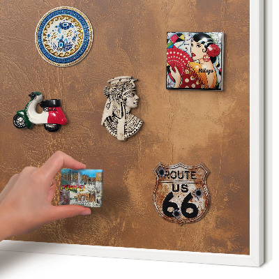 Decorative magnet board with a white frame Brown texture