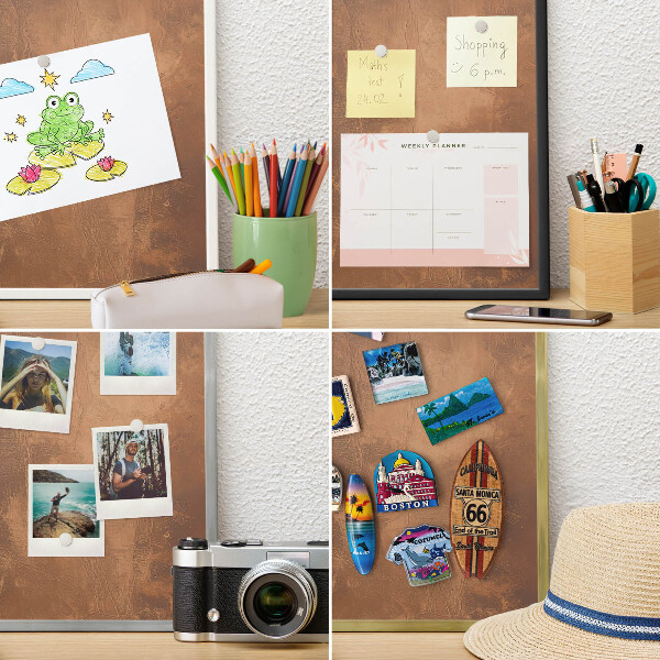 Decorative magnet board with a white frame Brown texture