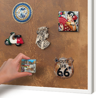 Decorative magnet board with a white frame Brown texture
