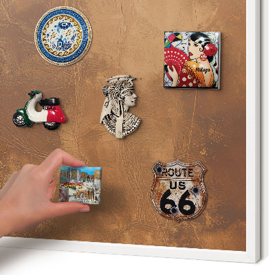 Decorative magnet board with a white frame Brown texture