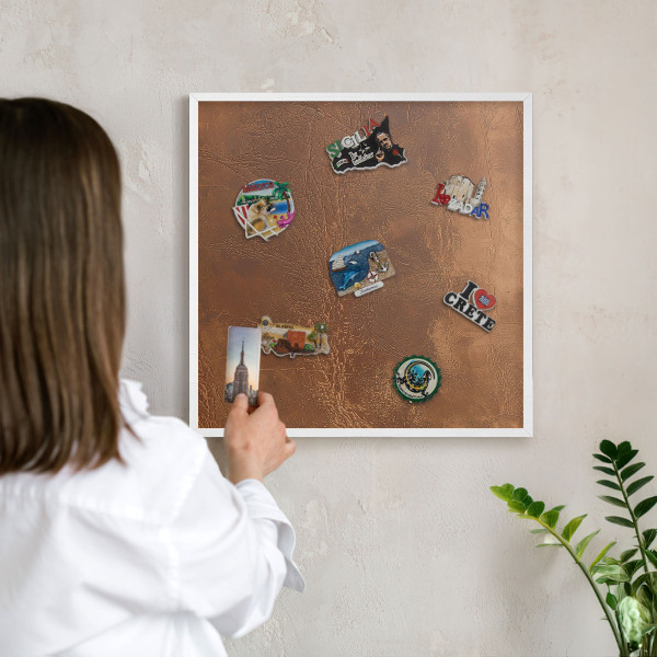 Decorative magnet board with a white frame Brown texture