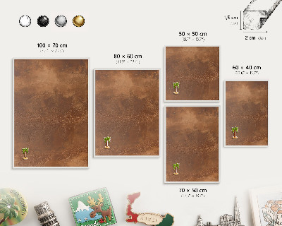 Decorative magnet board with a white frame Brown texture
