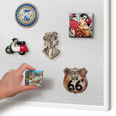 Magnetic board for travel magnets in a white frame Elegant texture