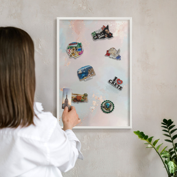 Decorative magnet board with a white frame Pastel harmony