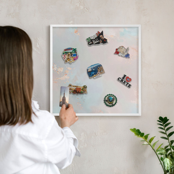 Decorative magnet board with a white frame Pastel harmony