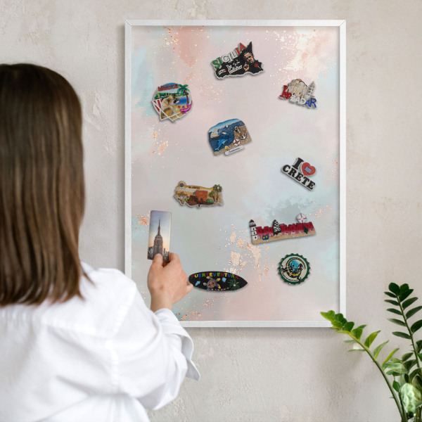 Decorative magnet board with a white frame Pastel harmony