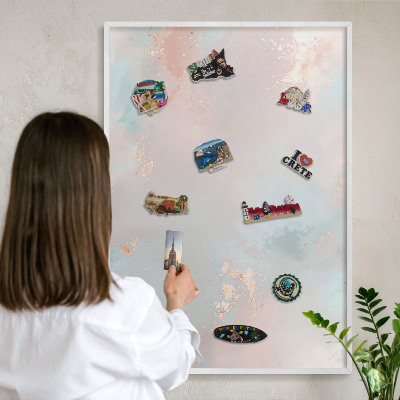 Decorative magnet board with a white frame Pastel harmony