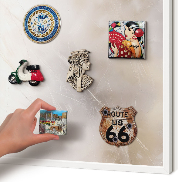Magnetic board for travel magnets in a white frame Soft lightness