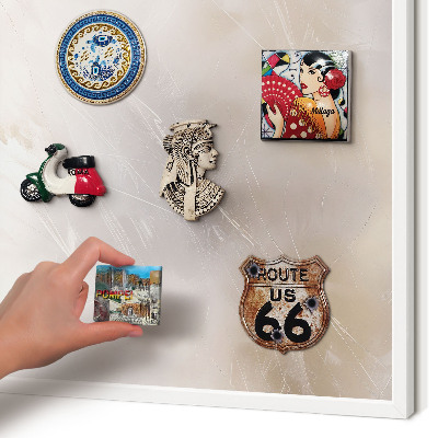 Magnetic board for travel magnets in a white frame Soft lightness