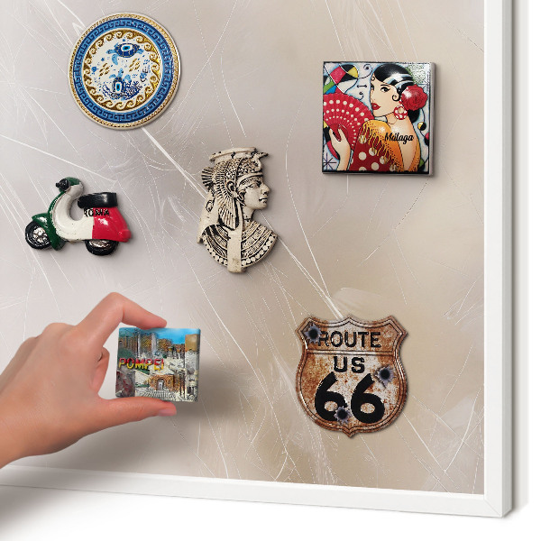 Magnetic board for travel magnets in a white frame Soft lightness