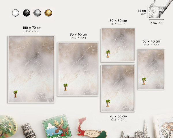 Magnetic board for travel magnets in a white frame Soft lightness