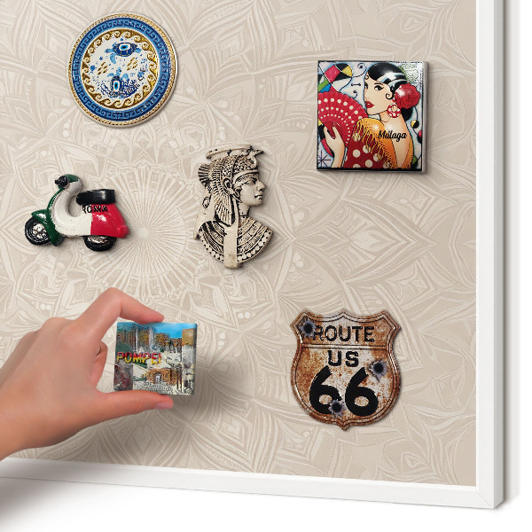 Decorative magnet board with a white frame Decorative mandala