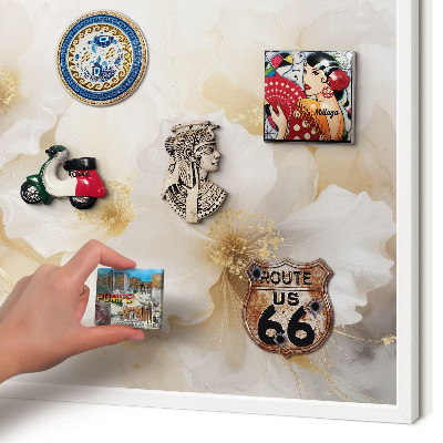 Decorative magnet board with a white frame Pastel flowers