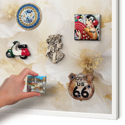 Decorative magnet board with a white frame Pastel flowers