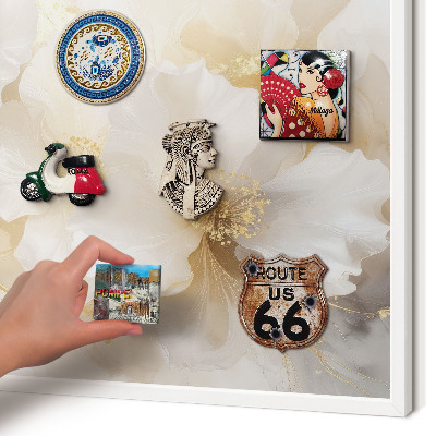 Decorative magnet board with a white frame Pastel flowers