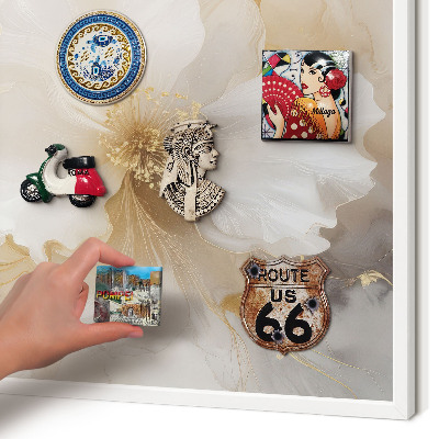 Decorative magnet board with a white frame Pastel flowers