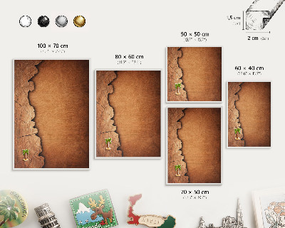 Magnetic board for travel magnets in a white frame Wooden texture