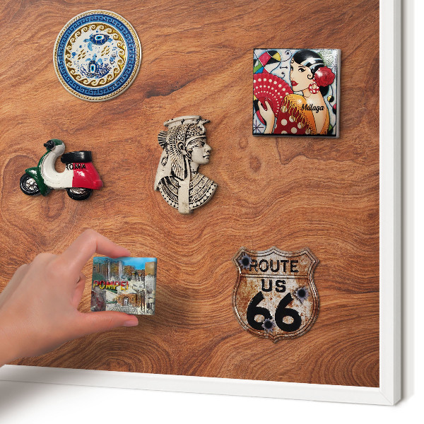 Decorative magnet board with a white frame Wood grain