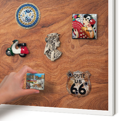 Decorative magnet board with a white frame Wood grain