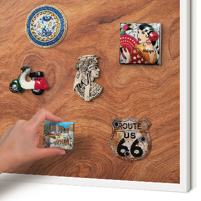 Decorative magnet board with a white frame Wood grain