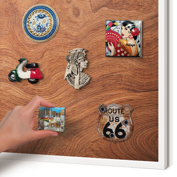 Decorative magnet board with a white frame Wood grain