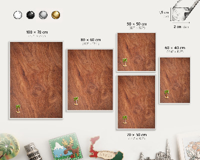 Decorative magnet board with a white frame Wood grain