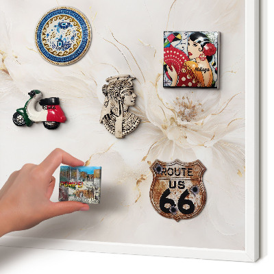 Magnetic board for travel magnets in a white frame Floral elegance