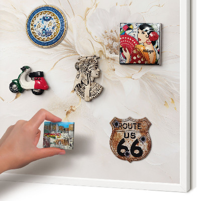 Magnetic board for travel magnets in a white frame Floral elegance
