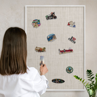 Decorative magnet board with a white frame Subtle elegance