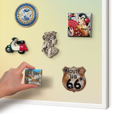 Magnetic board for travel magnets in a white frame Color transition