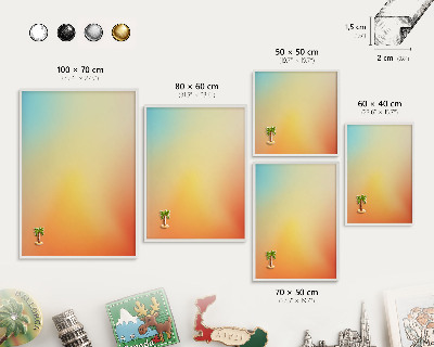 Magnetic board for travel magnets in a white frame Color transition