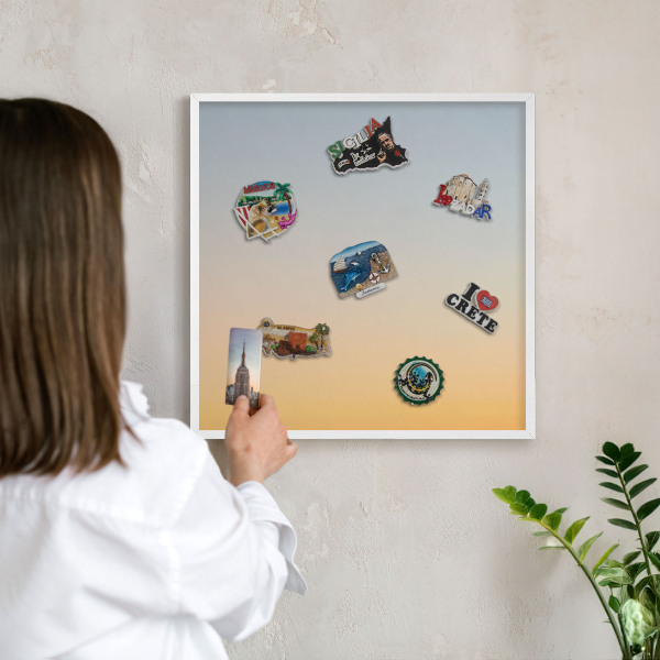 Decorative magnet board with a white frame Pastel gradient