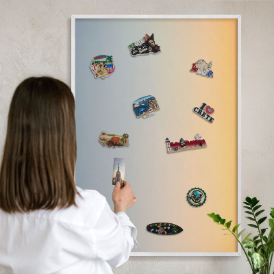 Decorative magnet board with a white frame Pastel gradient
