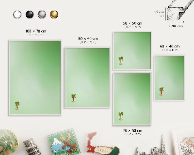 Magnetic board for travel magnets in a white frame Green harmony