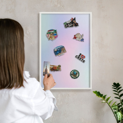 Decorative magnet board with a white frame Pastel gradient