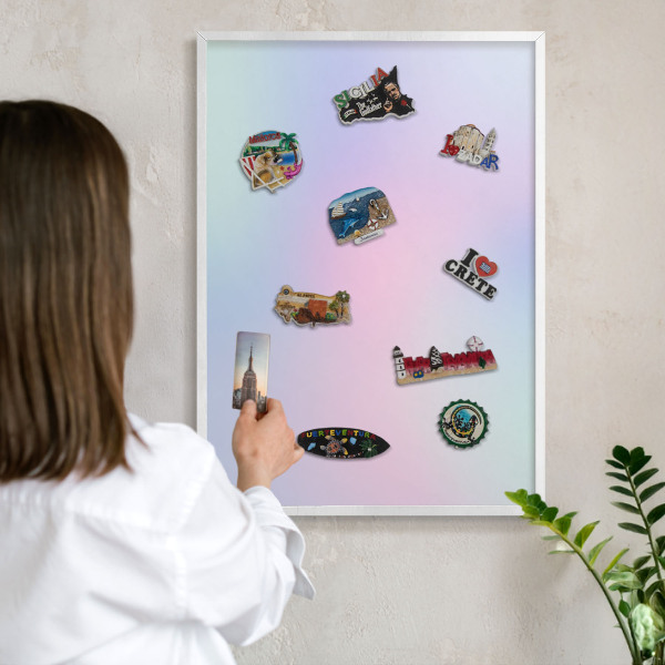 Decorative magnet board with a white frame Pastel gradient