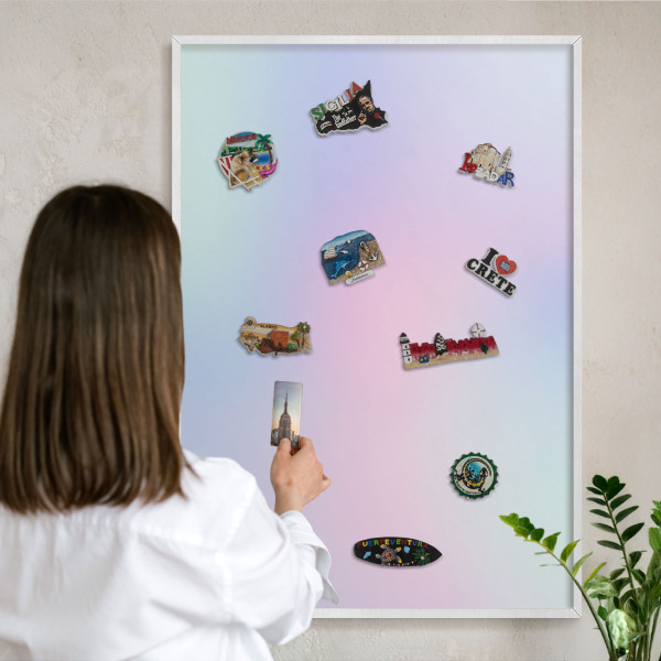 Decorative magnet board with a white frame Pastel gradient