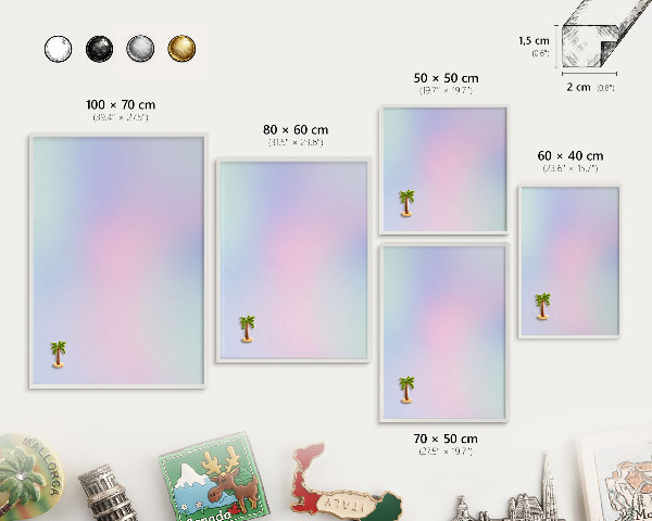 Decorative magnet board with a white frame Pastel gradient