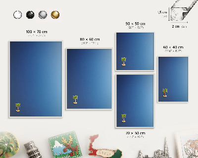 Magnetic board for travel magnets in a white frame Blue gradients