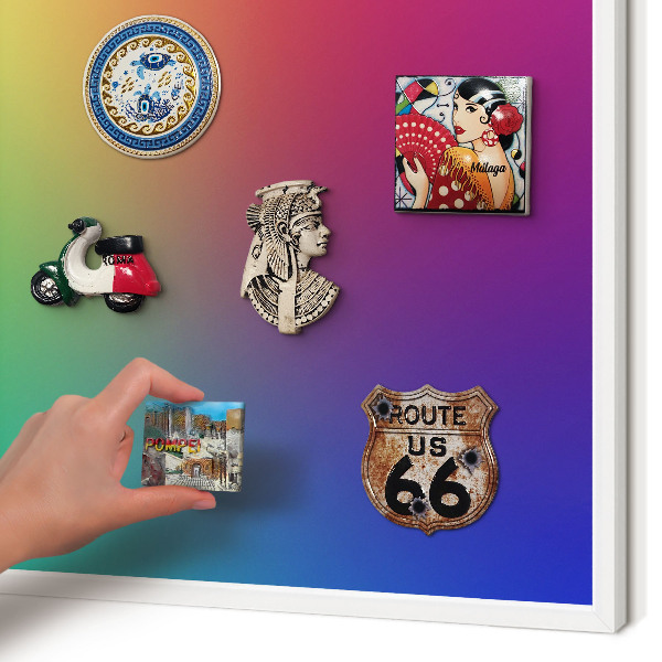 Decorative magnet board with a white frame Rainbow gradient