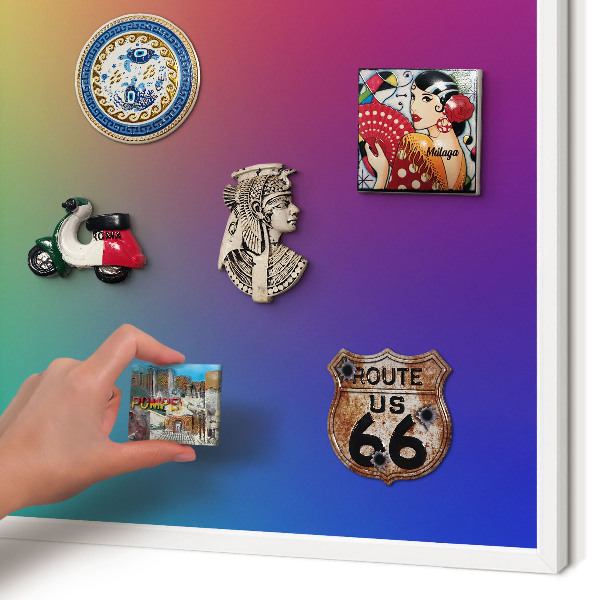 Decorative magnet board with a white frame Rainbow gradient