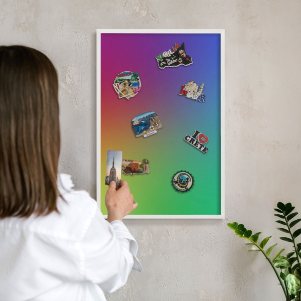 Decorative magnet board with a white frame Rainbow gradient