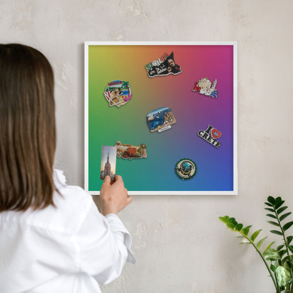 Decorative magnet board with a white frame Rainbow gradient