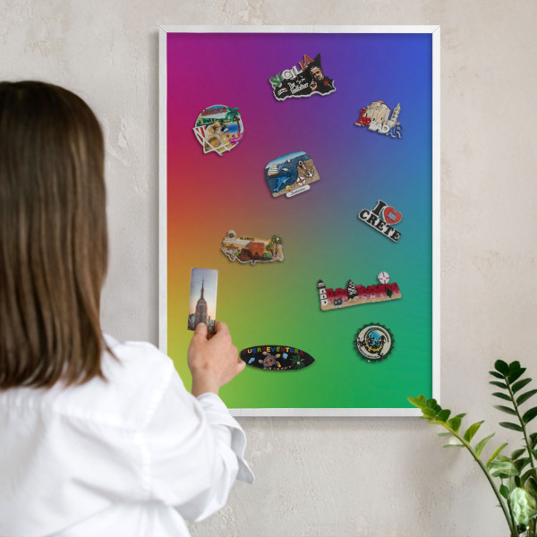 Decorative magnet board with a white frame Rainbow gradient