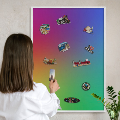 Decorative magnet board with a white frame Rainbow gradient