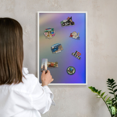 Decorative magnet board with a white frame Subtle gradient