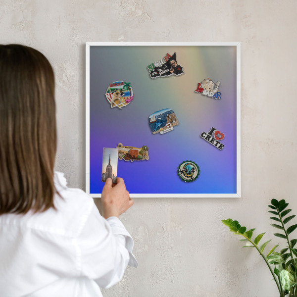 Decorative magnet board with a white frame Subtle gradient